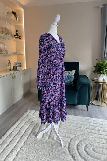 Ladies Long-sleeved Purple & Pink Floral Dress from Vila Size: UK 12 / EU 40