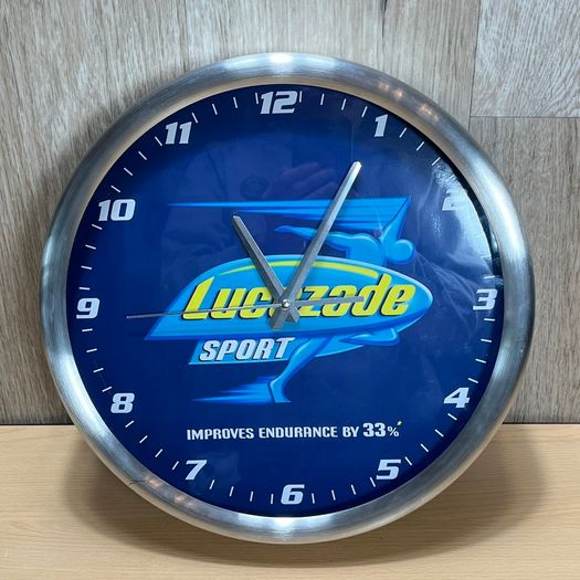 Lucozade Promotional Wall Clock - Mancave Bar Soft Drinks Sports Energy