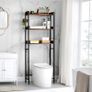 _Toilet Shelf Bathroom Shelf Washing Machine Shelf with 3 Open Shelves Space Saving Sturdy Easy Assembly Industrial Design Vintage Brown Black Image 2