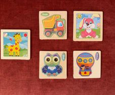 Set of 5 Wooden Jigsaw Puzzles