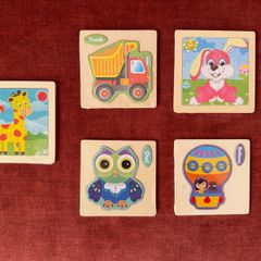 Set of 5 Wooden Jigsaw Puzzles
