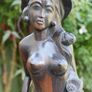 Vintage Sculpture -  Woman Wooden Carving -  Fine Art - Hand Carved Hard Woman Wood Sculpture - height 24,5" Image 5