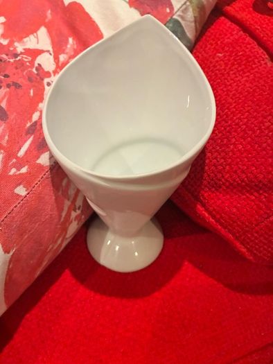 Pair of White Porcelain French fries Serving  Cones