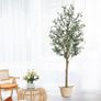 5FT Artificial Olive Tree, 150cm Large Tall Fake Plants, Artificial Olive Plants with Lifelike Leaves, Wood Trunk, Fruits, Suitable for Indoor Outdoor Living Room Garden Decor Image 7