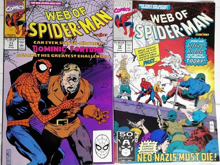 Web Of Spider-Man #'s 71 & 72 Part 1 & 2 Silver Sable(1990-91)