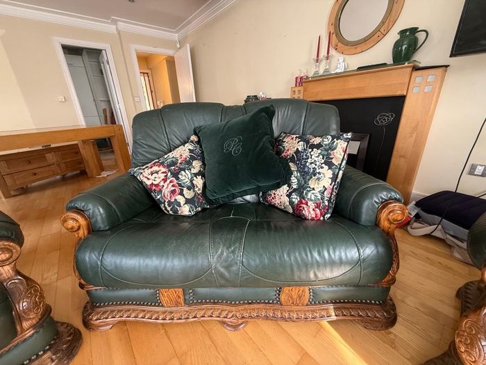 Green leather antique-style suite