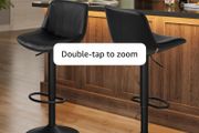 Bar Stools Set of 2, Adjustable with Backs, 360 Swivel PU Leather, Metal Footrest, for Kitchen Dining Reception, Ink Black