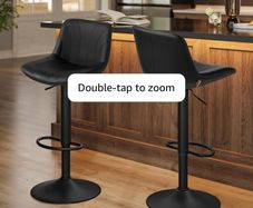 Bar Stools Set of 2, Adjustable with Backs, 360 Swivel PU Leather, Metal Footrest, for Kitchen Dining Reception, Ink Black