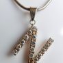 Vintage 925 Sterling Silver Necklace With N Pendant length 16" - 12,5g Image 3