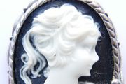 Vintage Sterling Silver 925  Pretty Cameo  Pendant and Necklace length 16,5" - 12,97g