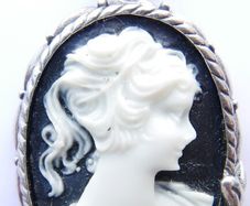 Vintage Sterling Silver 925  Pretty Cameo  Pendant and Necklace length 16,5" - 12,97g