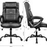 Executive Office Chair, High Back Ergonomic Chairs with Padded Cushion, Heavy Duty PU Leather Chairs Height Adjustable and Soft Armrest Reinforced Comfortable Business Work Desk Chair - Black Image 7