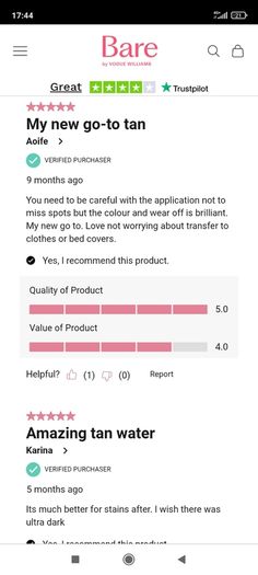 Tanning solution by Bares