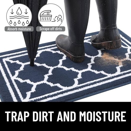 MULTIPLE SIZES/COLOURS AVAILABLE Washable Door Mats Indoor, Dirt Trapper Mat Absorbent Non-Slip Low Profile Doormat for Entrance Inside Kitchen Front Back Door Pets and Dogs 50 x 80 cm