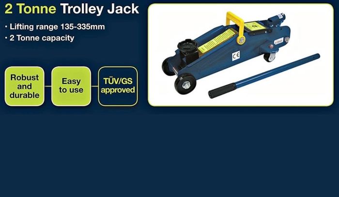 2 Tonne Hydraulic Trolley Jack For Cars And Other Vehicles SS5191 Lifting Range 135x335mm TUV GS Approved (FREE POSTAGE)