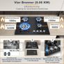 Gas Hob 4 Burners, 60cm Black Glass Built-in Cooktop with 8060W Wok Burner & Thermocouple Protection, Natural Gas & LPG Compatible Image 6