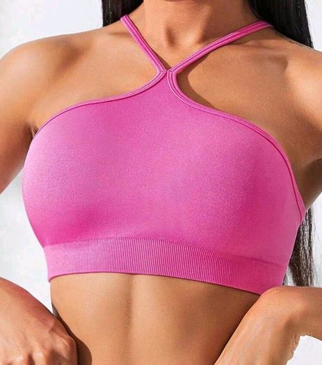 Pink Halter neck Sports Top, size S