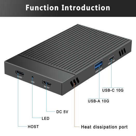Dual Bay M.2 NVMe SSD Enclosure USB 3.2 Gen2 10Gbps Type-C