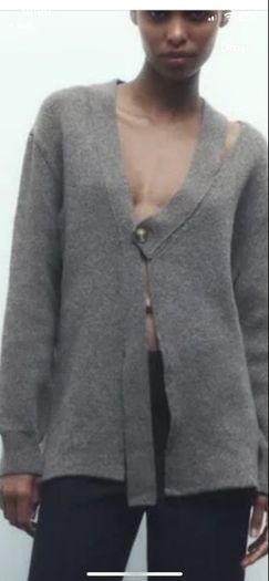 grey cardigan zara size large wool & cashmere