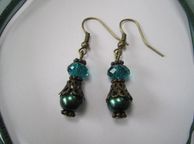 main image for ad Green Drop Dangle Bronze Plated Fashion Earrings in Green Teal / Pine