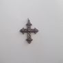 a vintage  solid silver cross penden  with 5 pink stones on it Image 2