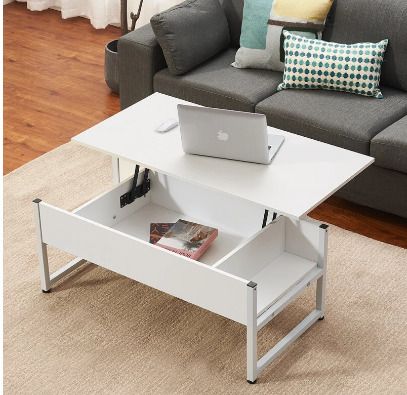 BRAND NEW Coffee Table With Storage Shelf lLift-Up sidetable Desk Metal Leg Laptop Table Study Desk Livingroom Furniture White