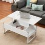 BRAND NEW Coffee Table With Storage Shelf lLift-Up sidetable Desk Metal Leg Laptop Table Study Desk Livingroom Furniture White Image 4