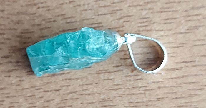 3.5 ct Blue Apatite Crystal on 925 Silver bail