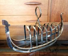 Antique Victorian Silver Plated Gondola Toast Rack