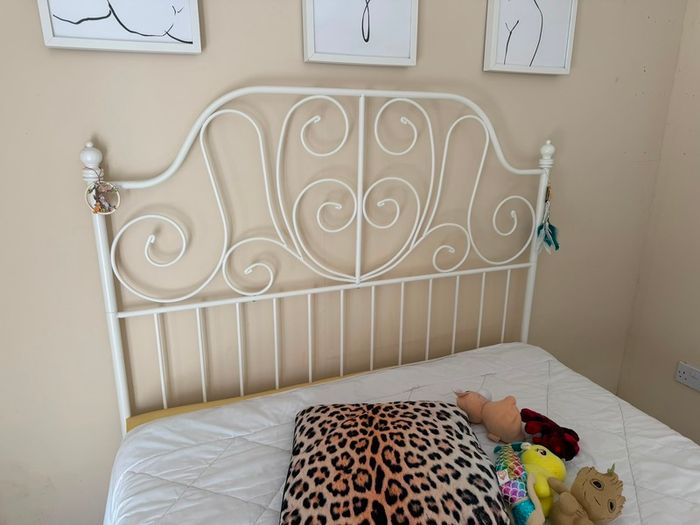 IKEA Leirvik iron double bed frame (white)