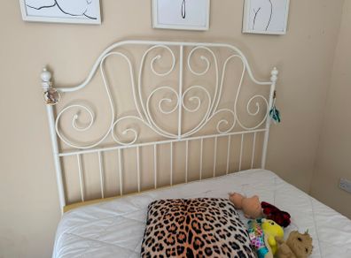 IKEA Leirvik iron double bed frame (white)