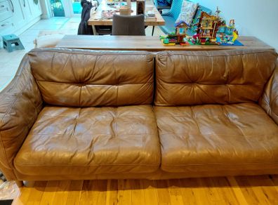 3-seater brown leather sofa