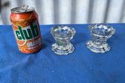 Pair of Vintage French Mid Century Clear Glass Candle Holders by Reims