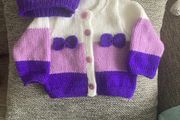 Handknit cardigan and hat 0 to 3 mths