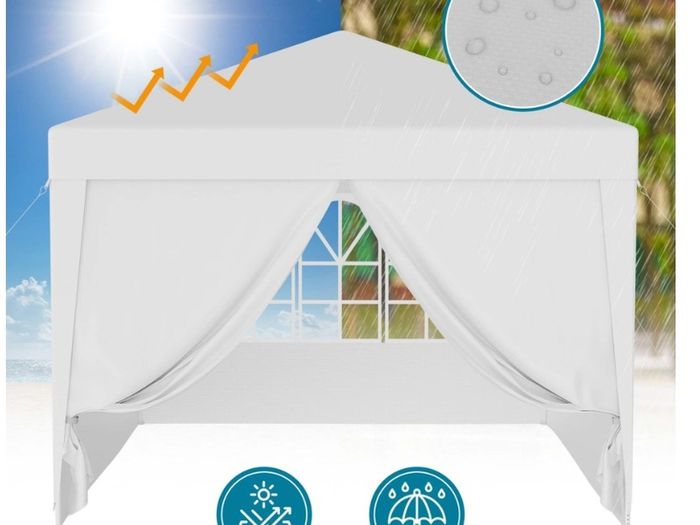 Waterproof 3x3m Gazebo White with 4 side walls