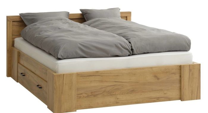 LINDTRUP King Size Bed Frame 160 200 cm Oak