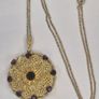Vintage 1930s Art Deco Czech Purple Glass Pendant Necklace Goldtone Filigree Image 5