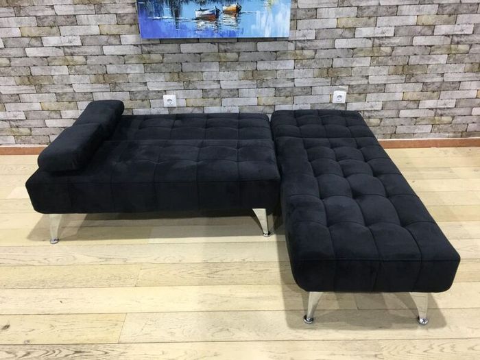 Black Velvet Nordic Comfort Chaise Sofa,198cm