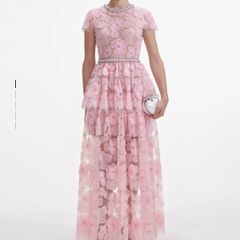 Self Portrait Pink Tulle Embellished Dress UK10