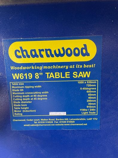 Charnwood 8" Table Saw