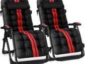 Set of 2 Heavy Duty Textoline Zero Gravity Chairs | Garden Outdoor Patio Sun Loungers | Folding Reclining Chairs (Red and Black)
