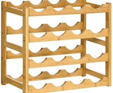 Bamboo Wine Rack for 16 Wine Bottles, 4 Shelves, 43 cm x 23.5 cm x 38 cm Natural
