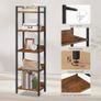 Bookshelf, 5-Tier Bookcase, Standing Book Shelf for Small Space, Storage Shelf Organizer, for Living Room, Bedroom, Study, Balcony, Rustic Brown and Black Image 4