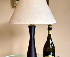 Vintage Turned Wood Lamp with Parchment Shade