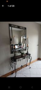 Mindy brown Hall table/Mirror and Lamps