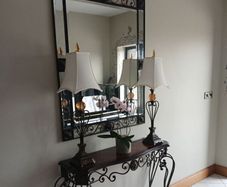Mindy brown Hall table/Mirror and Lamps