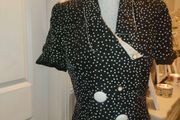 Vintage Raul Blanco Saks fifth Avenue NYC 80s 90s polkadot monochrome blouse