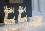 160 LED Reindeer with Sleigh Reindeer Figures with Timer Christmas Lighting for Outdoor and Indoor Use Christmas Figure