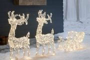 160 LED Reindeer with Sleigh Reindeer Figures with Timer Christmas Lighting for Outdoor and Indoor Use Christmas Figure