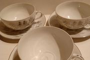 Eggshell Geisha Japanese Pottery Cups and Saucers